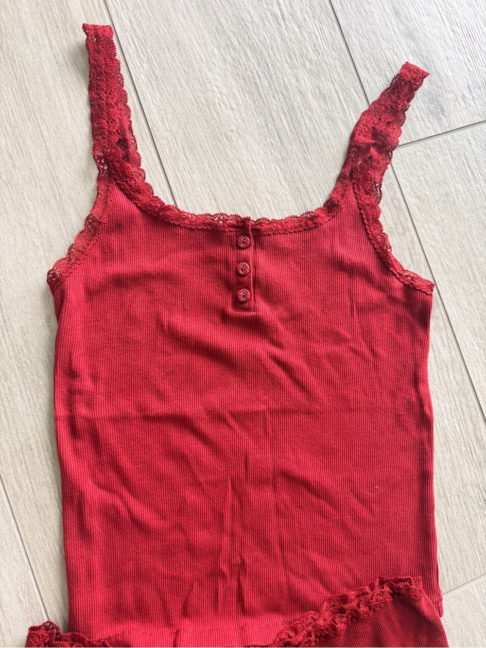 Skims - size M Red Lace-Trim Cami & Shorts Sleep Set - Women Intimates - Picture 2 of 5